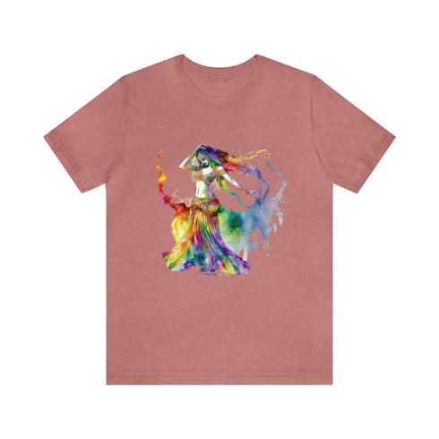 Rainbow Belly Dancer in Motion - Short Sleeve Tee Heather Mauve